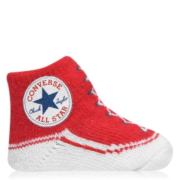 𝅺Converse Chuck Taylor Red Grey Baby Booties 2 Pack - Picture 5 of 10